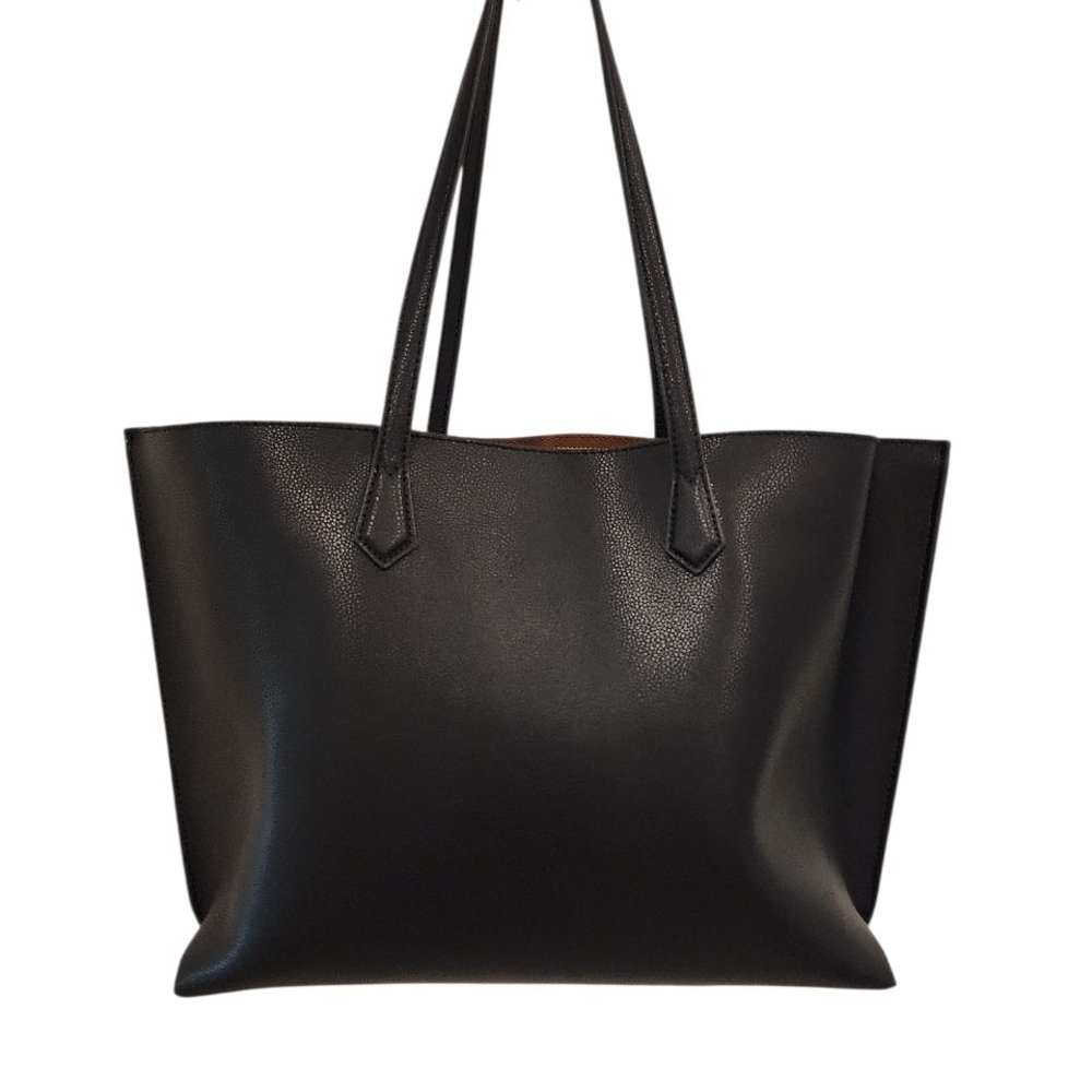 Quince Sold Out Black Italian Leather Triple Compartment Shopper Tote Bag
